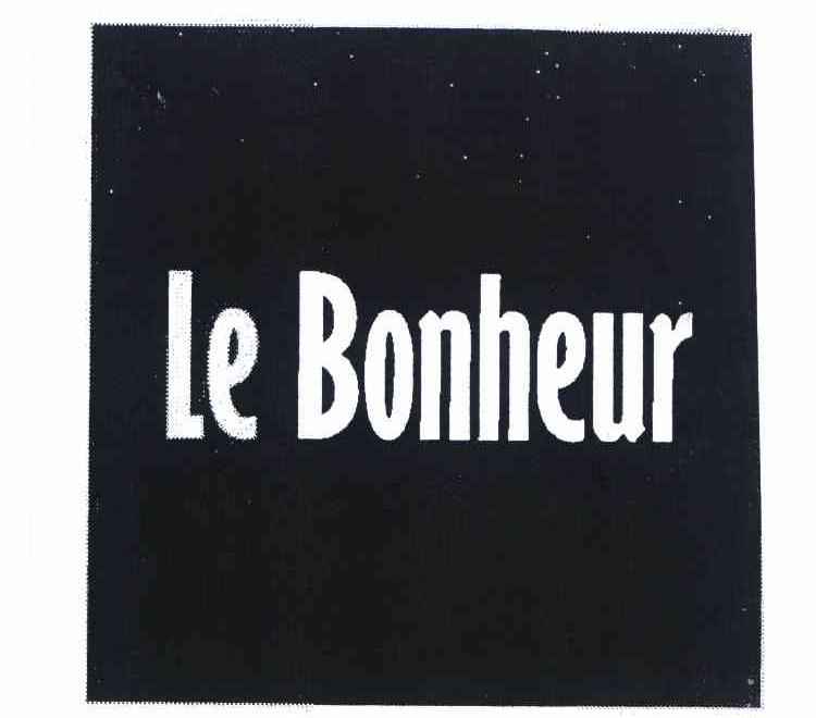 商标名称:le bonheur 注册号:8959638 类别:25-服装鞋帽 状态:有效