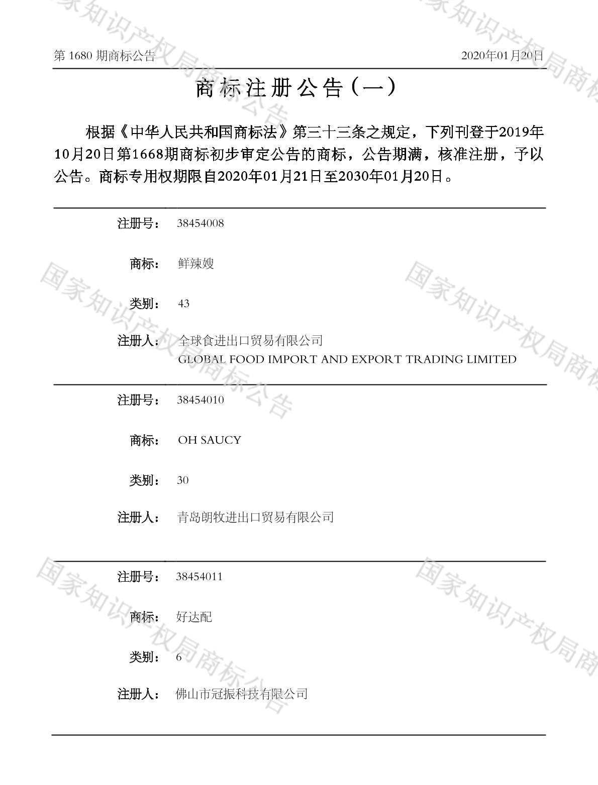 oh saucy_注册号38454010_商标注册查询 - 天眼查